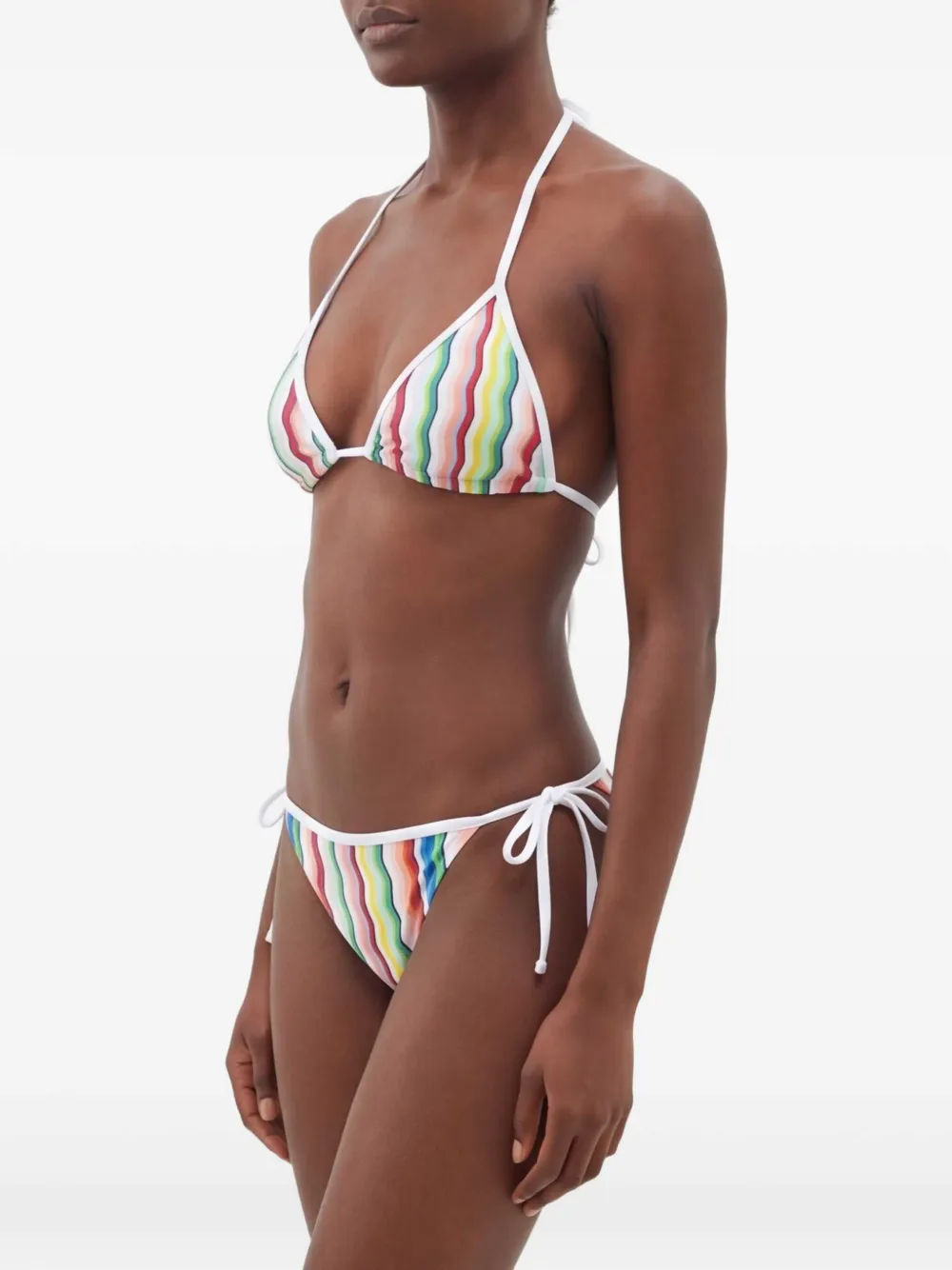 Missoni Gestreepte bikini met gestrikte zijkant Wit