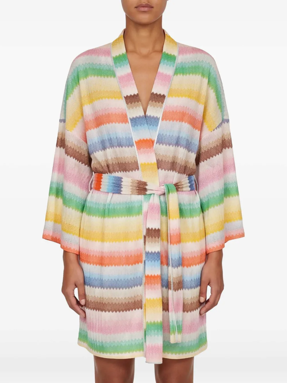 Missoni Strandjurk met chevron streep en ceintuur Beige