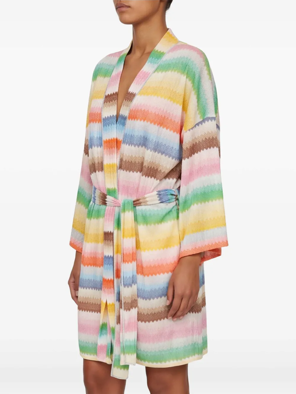 Missoni Strandjurk met chevron streep en ceintuur Beige