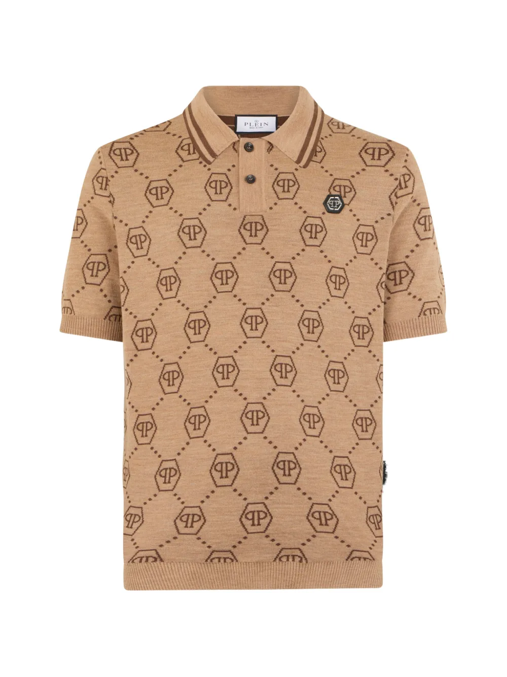 Philipp Plein monogram polo shirt - Braun