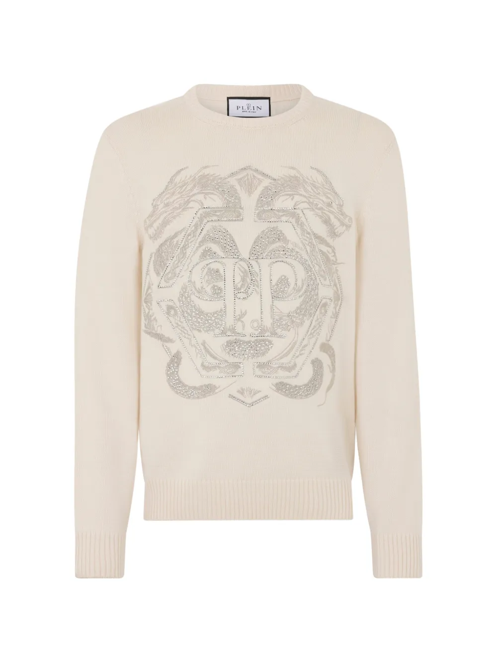Philipp Plein dragon-graphic round-neck sweater - Weiß
