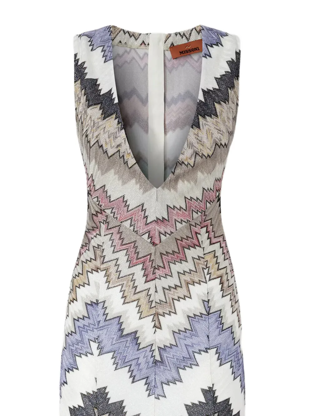 Missoni Maxi-jurk met V-hals en chevron-patroon Bruin