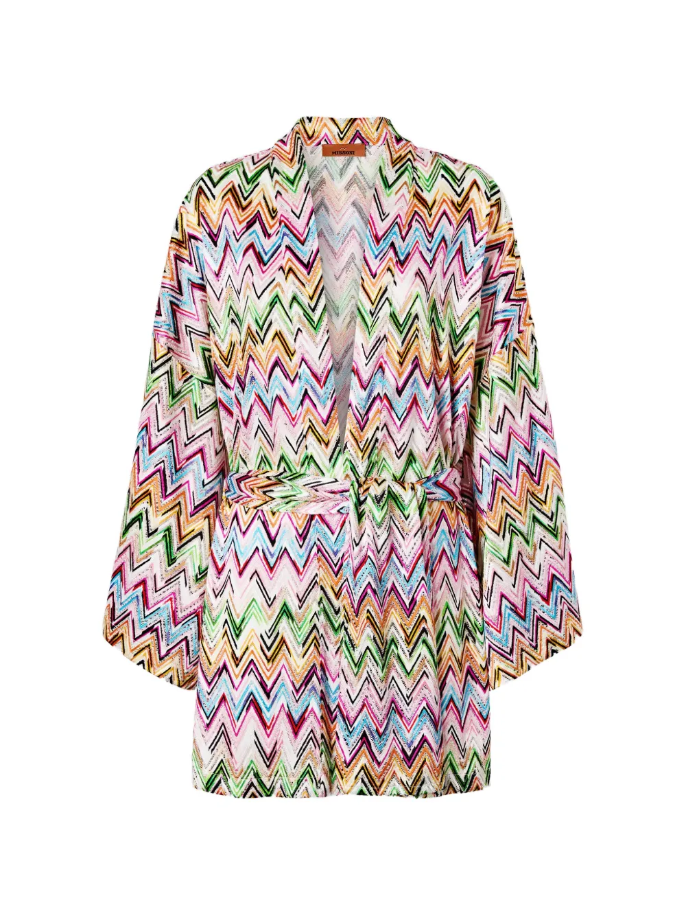 Missoni patterned belted beachwear cover-up - Bianco