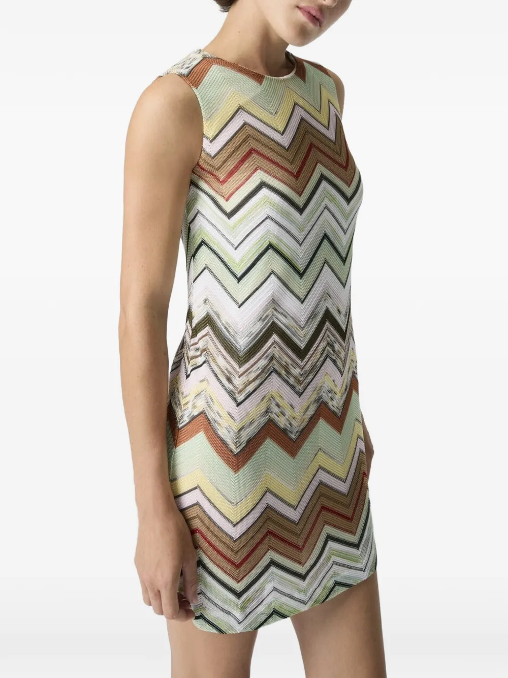 Missoni Mouwloze mini-jurk met zigzagpatroon Groen