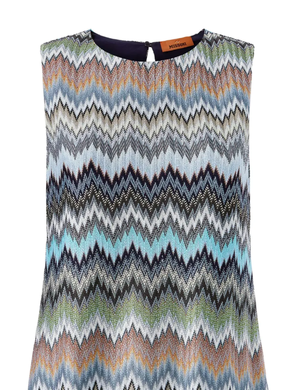 chevron-pattern sleeveless mini dress