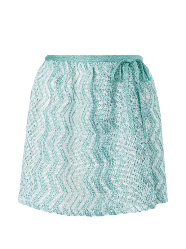 Missoni Zigzag-pattern Side-tie Mini Skirt in Blue