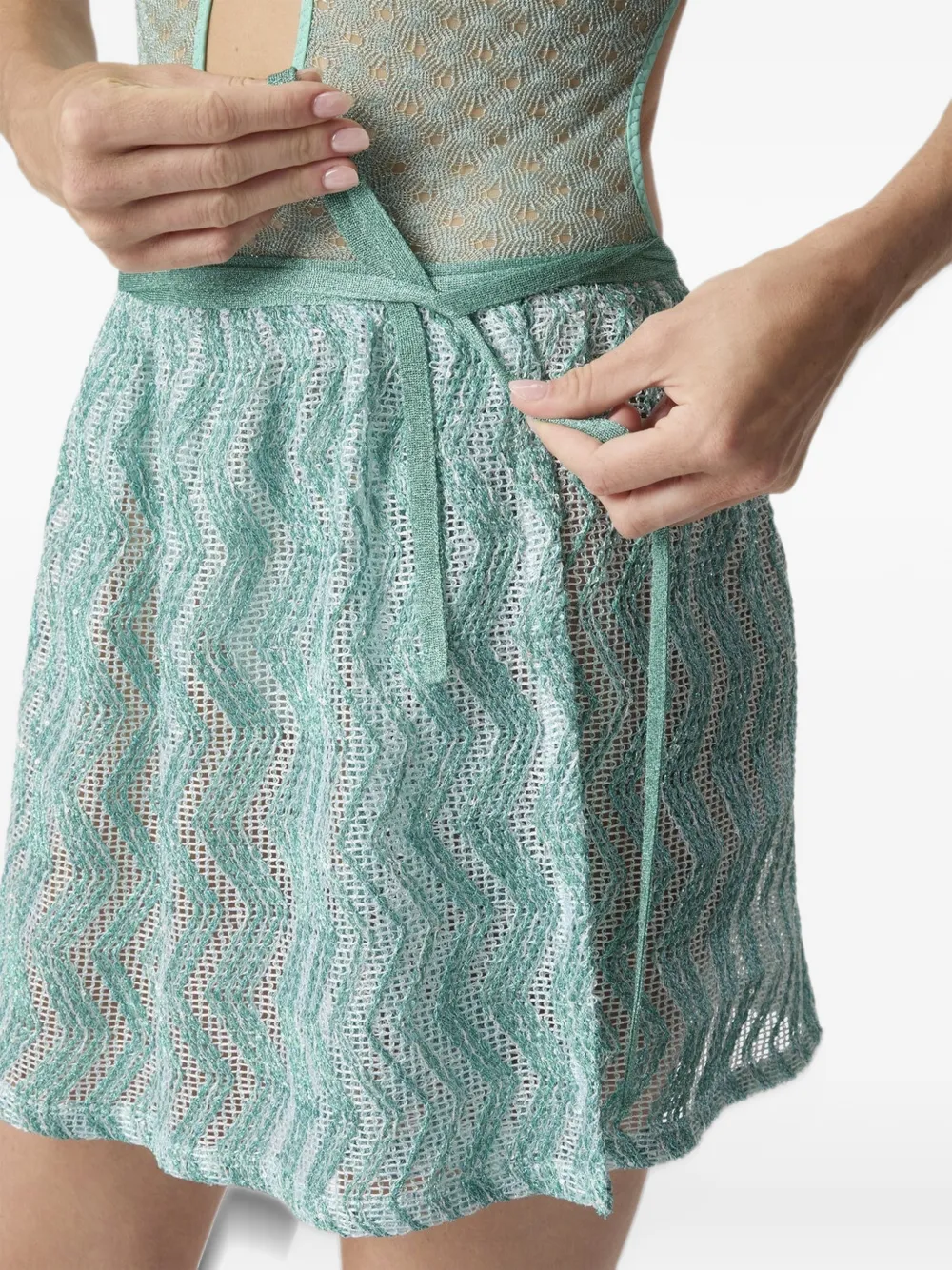 Missoni Mini-rok met zigzag patroon en gestrikte zijkant Blauw