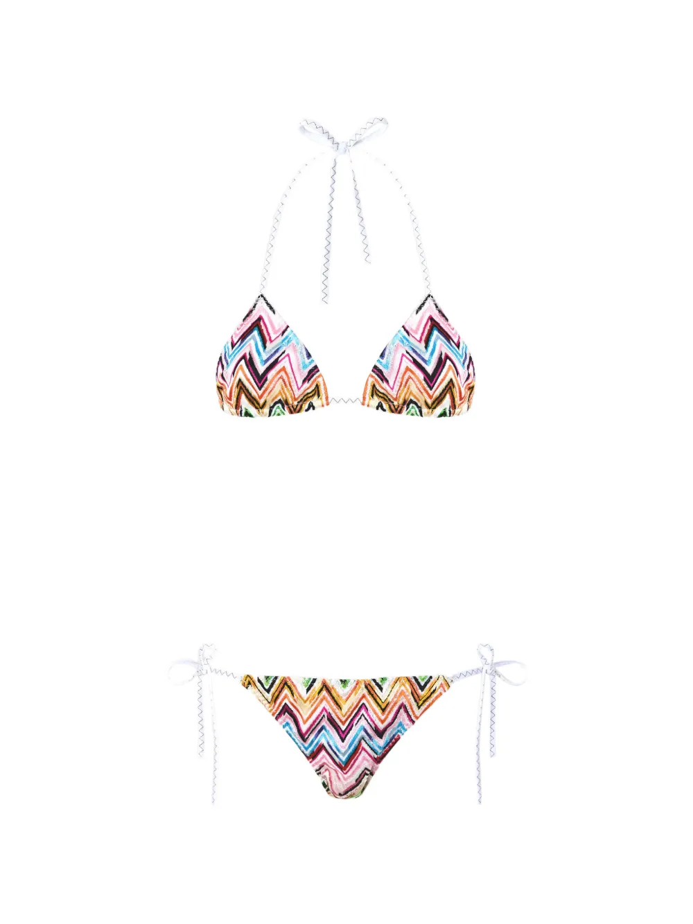 Missoni zigzag-pattern tie bikini set - Rosa