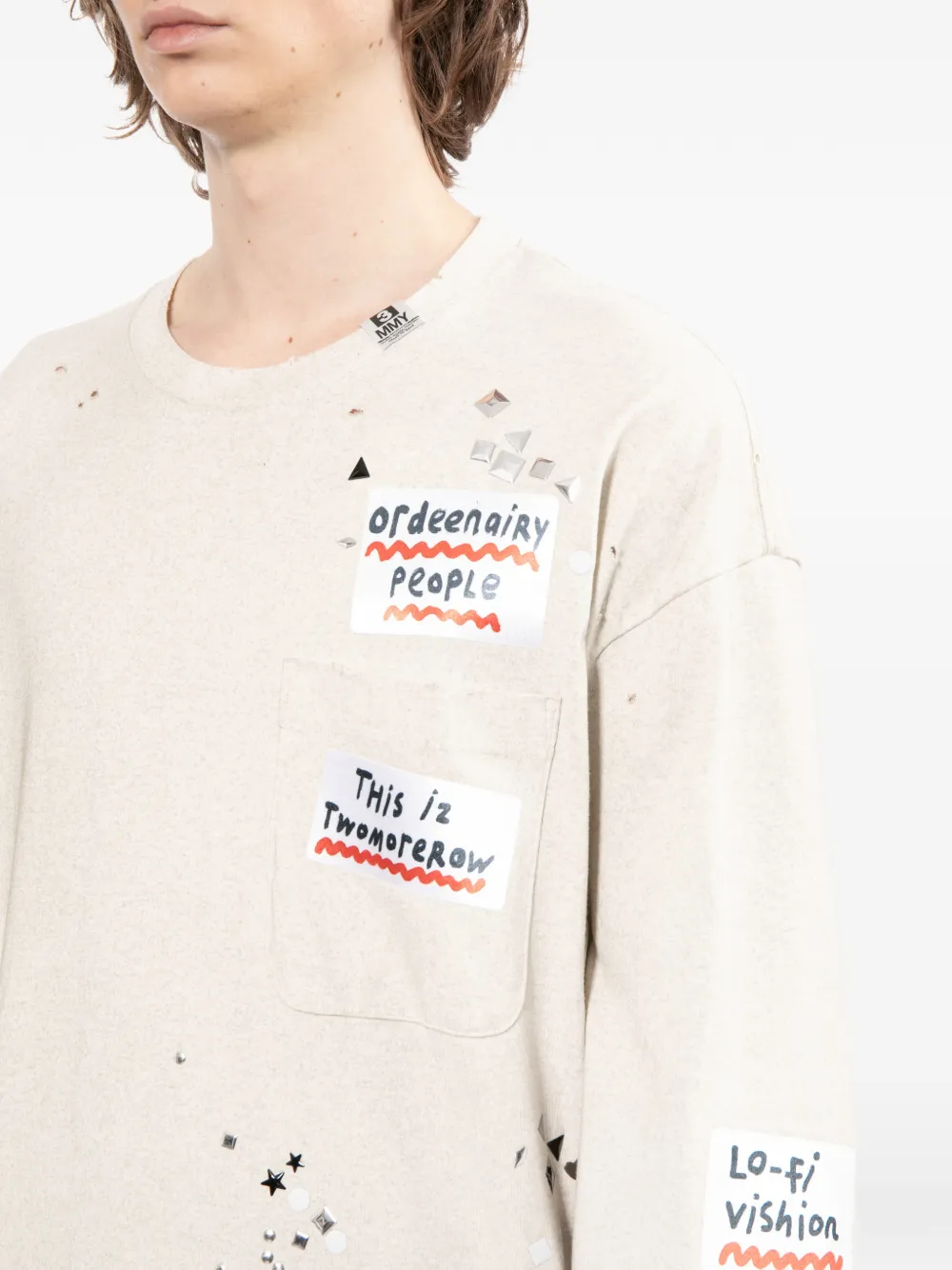 Maison MIHARA YASUHIRO T-shirt met tekst Beige