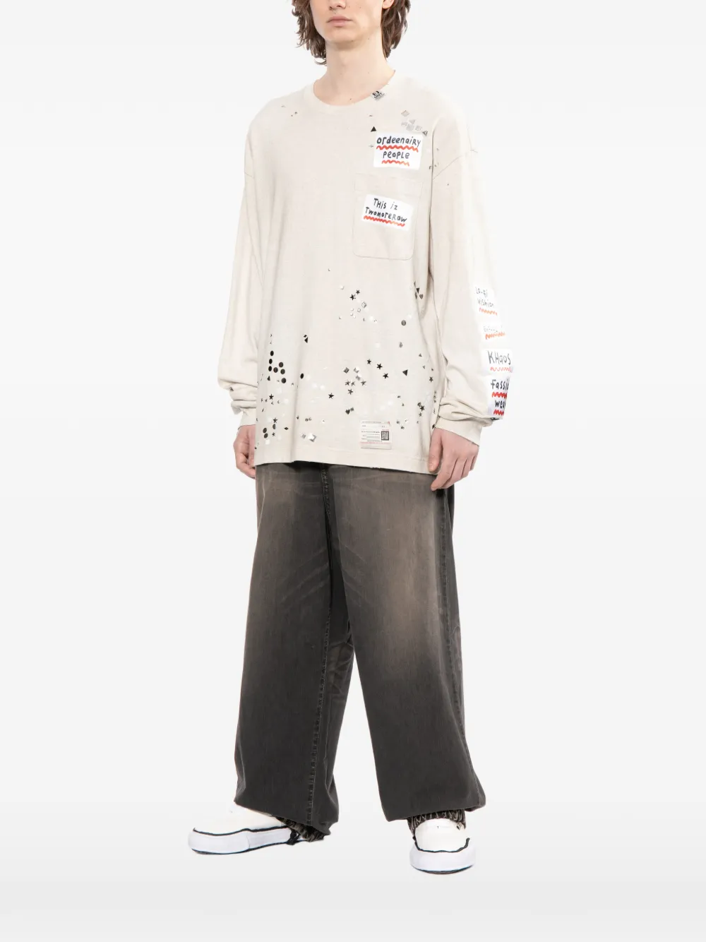 Maison MIHARA YASUHIRO T-shirt met tekst Beige