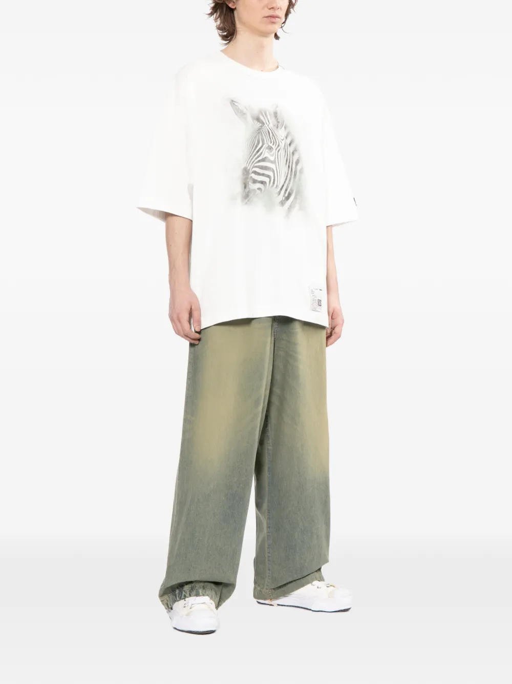 Maison MIHARA YASUHIRO T-shirt met zebraprint Wit