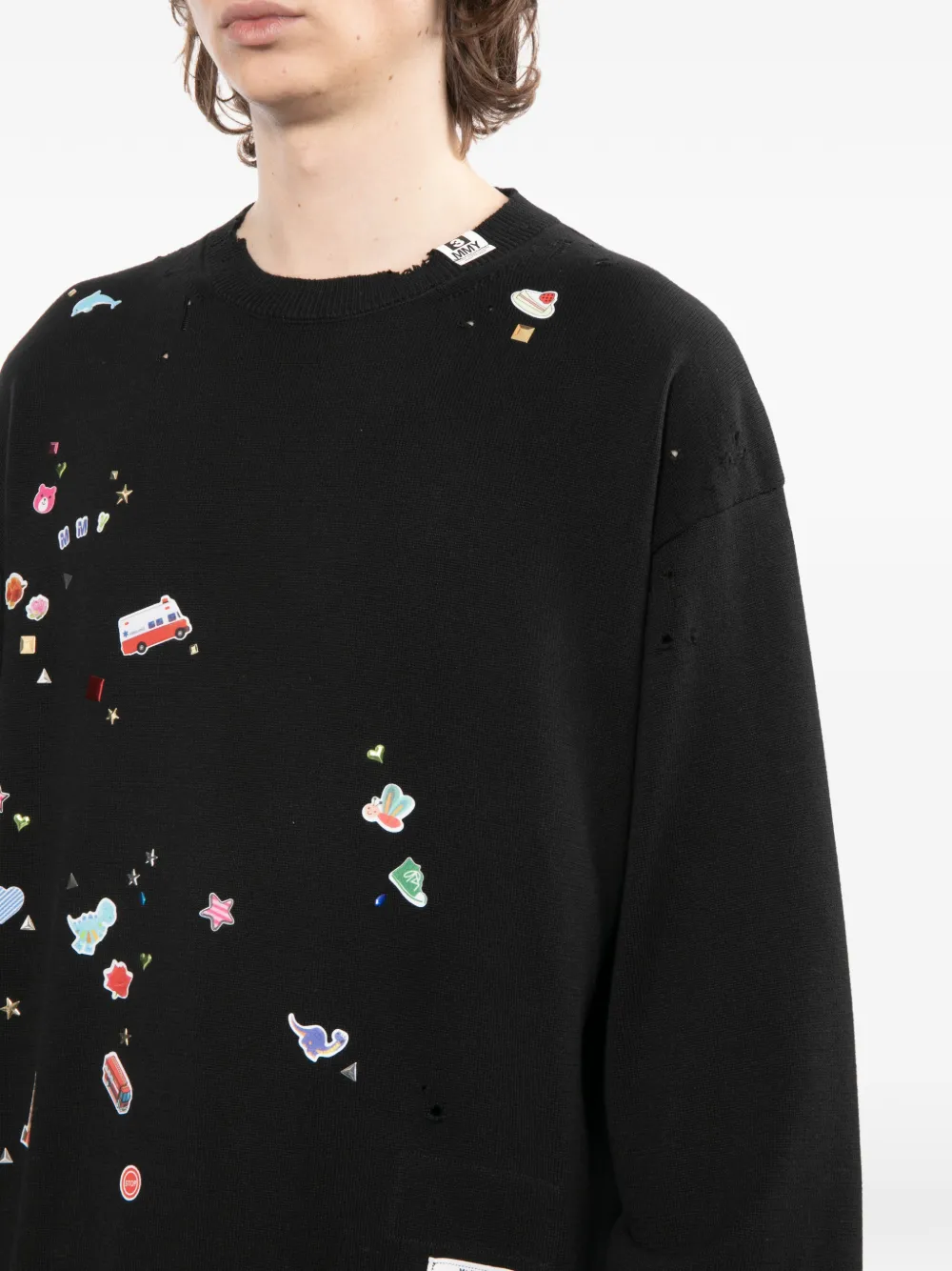 Maison MIHARA YASUHIRO Trui met grafische applicatie Zwart