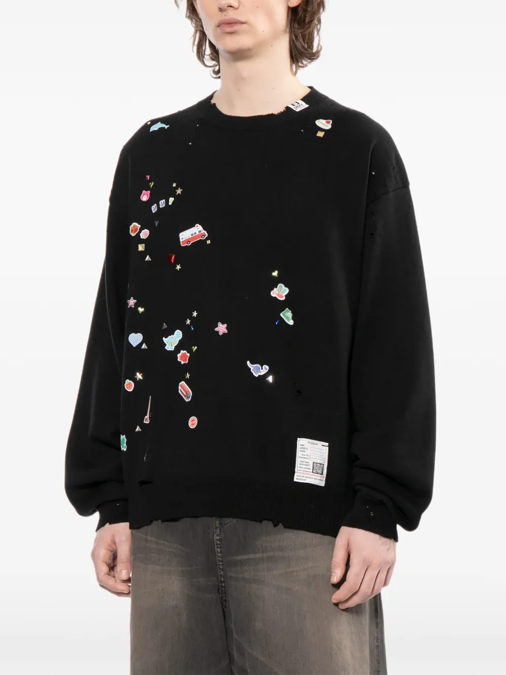 Maison MIHARA YASUHIRO Trui met grafische applicatie Zwart