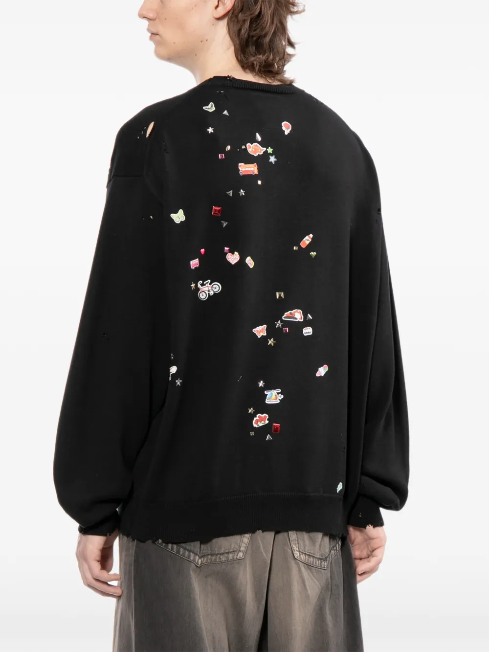Maison MIHARA YASUHIRO Trui met grafische applicatie Zwart