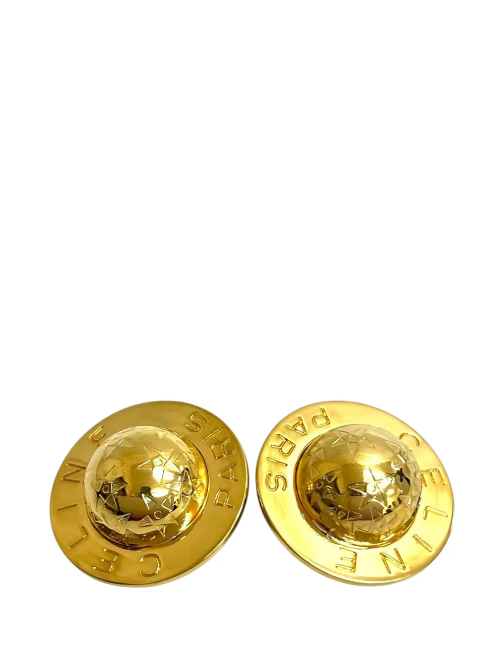 Celine Pre-Owned 1990-2010 Gold Plated Logo Star Globe Clip On Earrings costume earrings - Oro