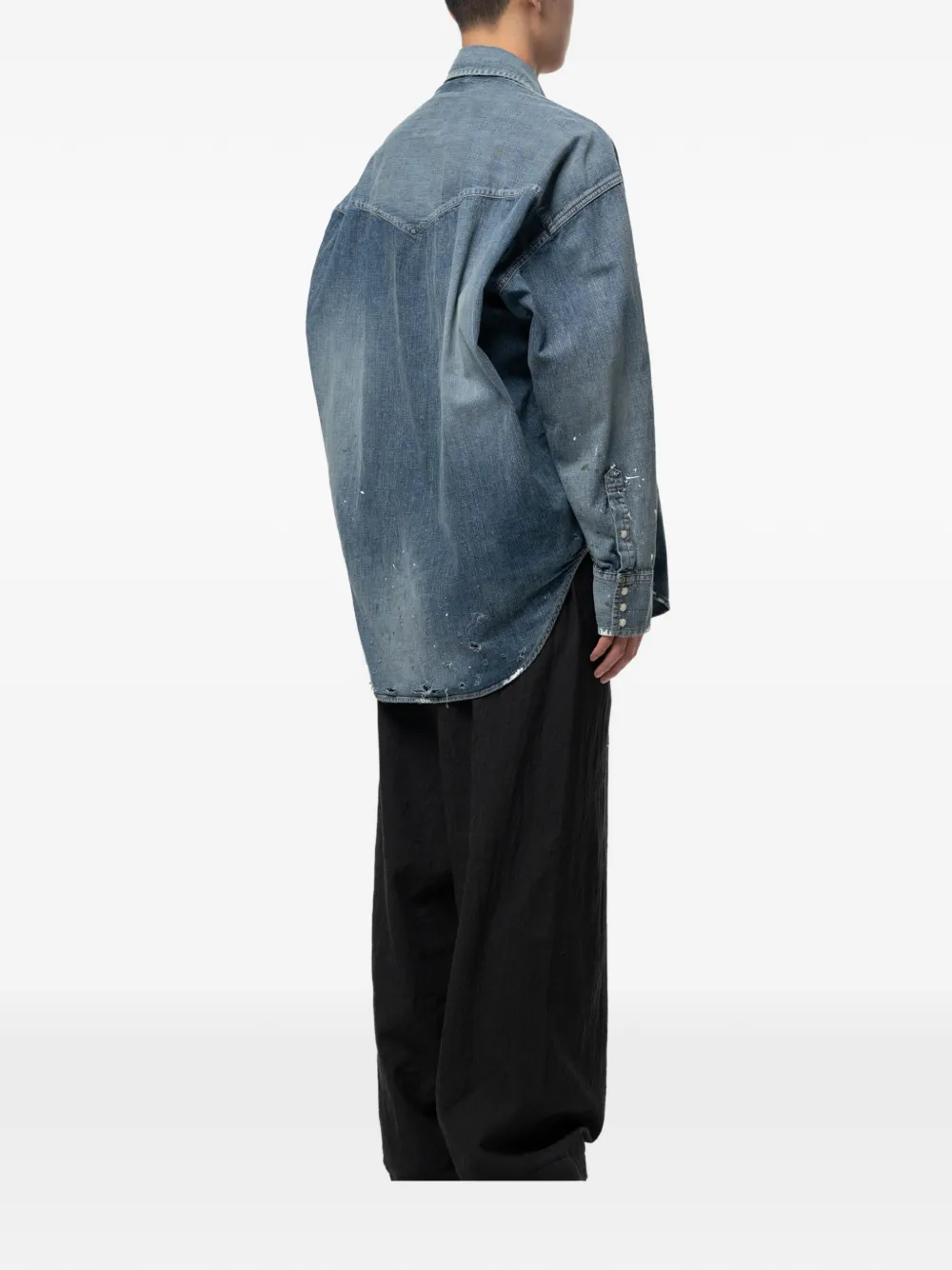 Maison MIHARA YASUHIRO Denim overhemd met stickerprint Blauw