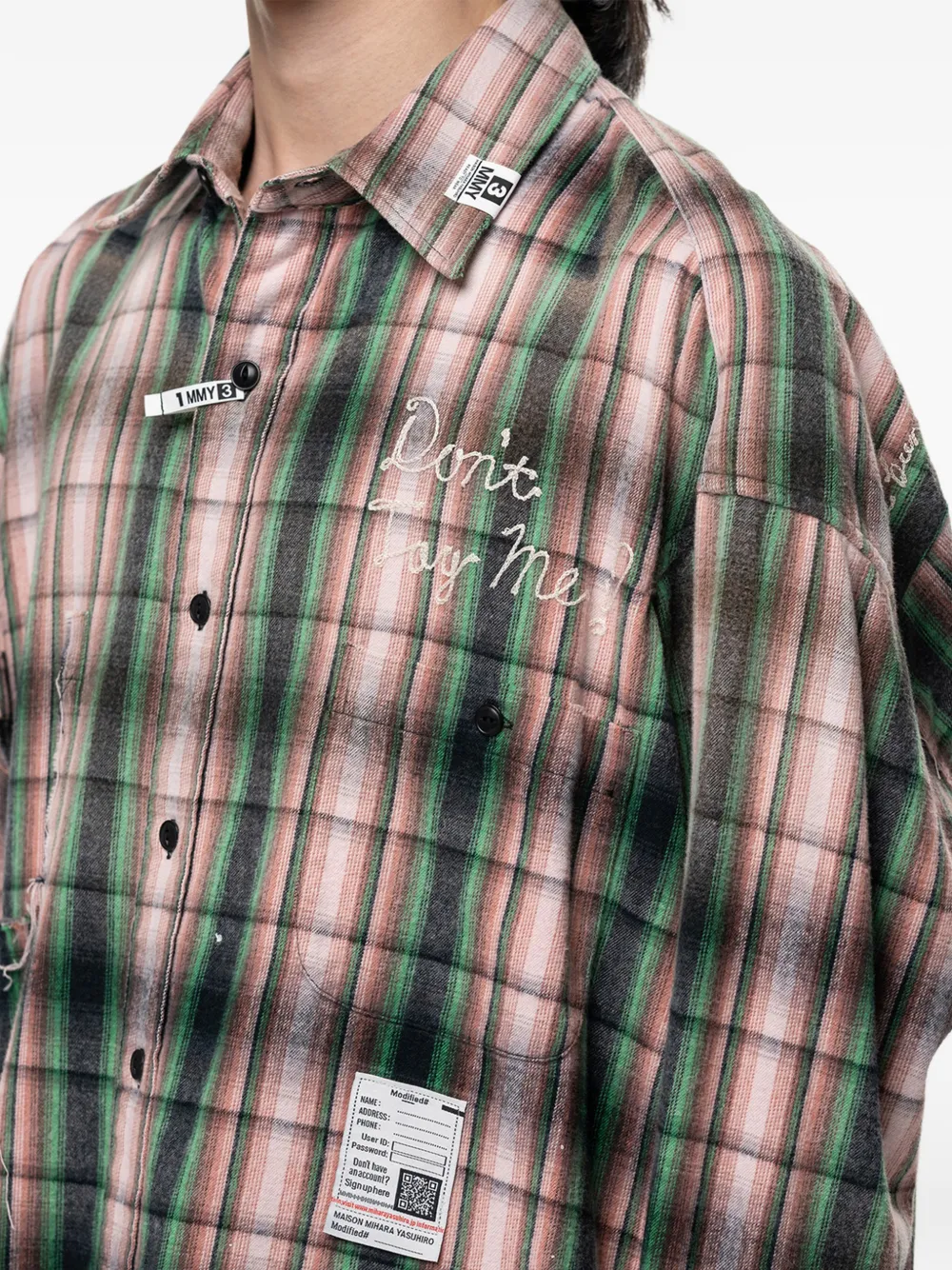 Maison MIHARA YASUHIRO Geruit overhemd met borduurwerk Roze