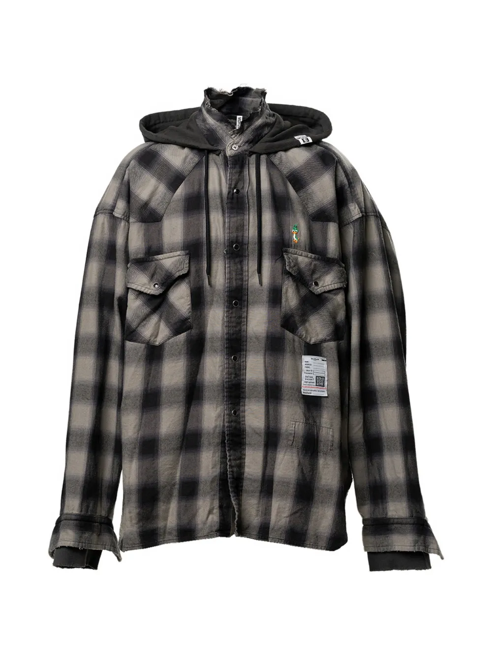 Maison MIHARA YASUHIRO checkered hooded shirt - Nero