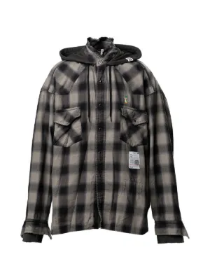 Maison MIHARA YASUHIRO チェック フーデッドシャツ | ブラック