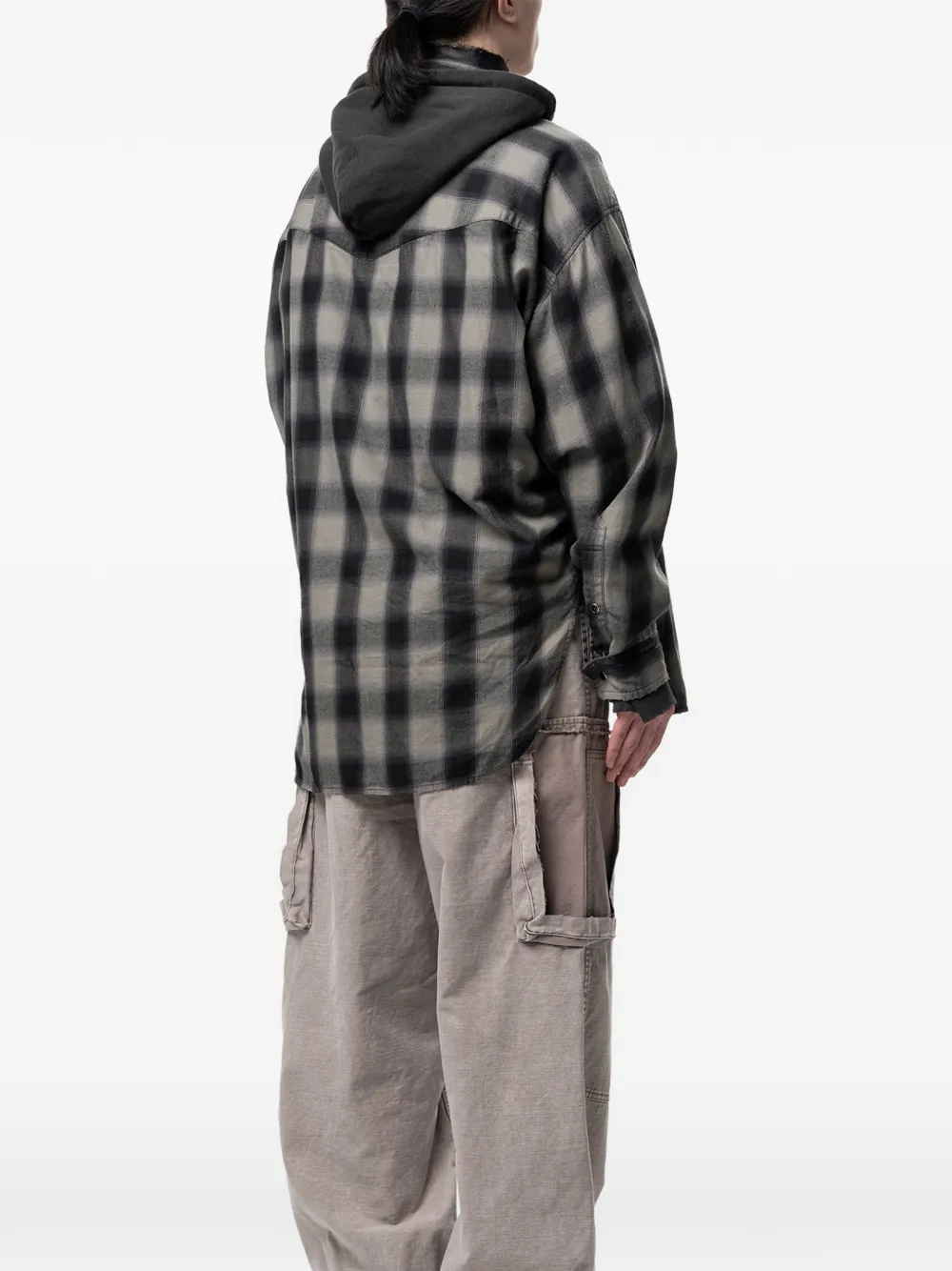 Maison MIHARA YASUHIRO Geruit overhemd met capuchon Zwart