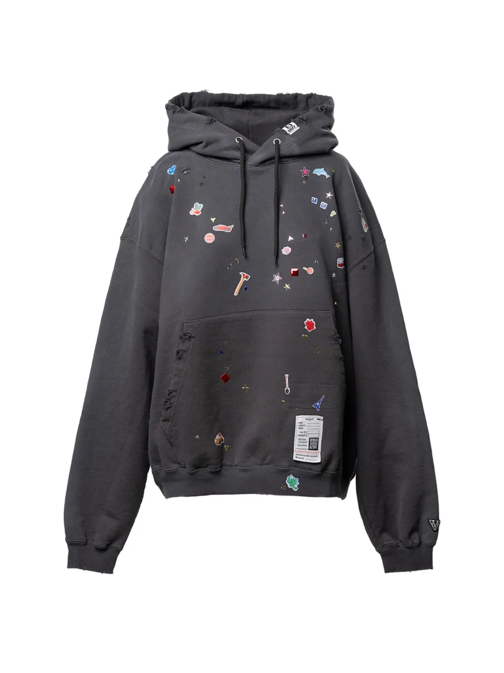 Maison MIHARA YASUHIRO kids sticker printed hoodie - Grigio