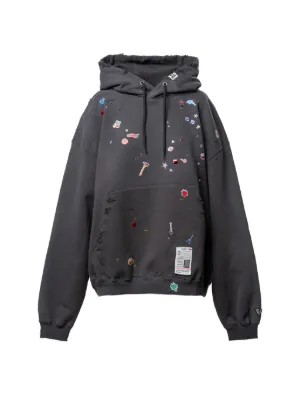 Maison MIHARA YASUHIRO embellished-sticker Hoodie | Neutrals