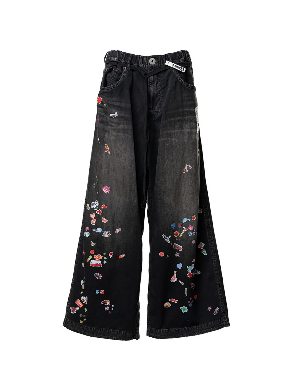 Maison MIHARA YASUHIRO sticker printed wide-leg jeans - Nero