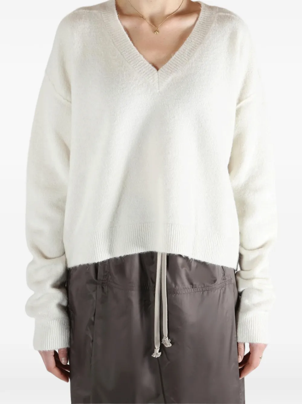  Rick Owens V-neck Sweater - White 