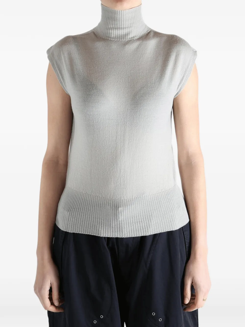  Rick Owens Turtleneck Ribbed Sweater - Grey 