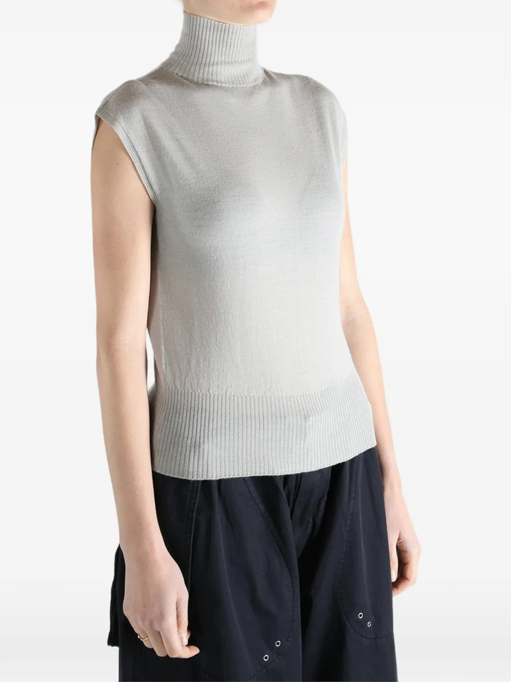  Rick Owens Turtleneck Ribbed Sweater - Grey 