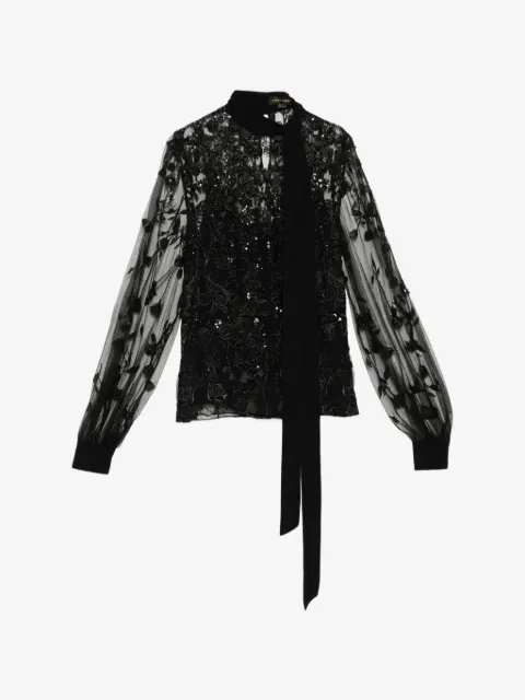 Zuhair Murad floral-embroidered blouse