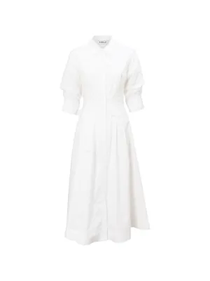 long sleeve dress with sheer sleeves Leyna White Mesh Long Sleeve Dress - US 4