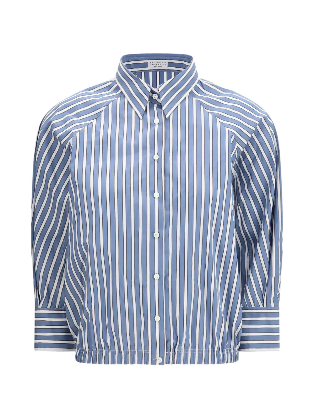 Brunello Cucinelli shadow stripe poplin monili - Blau