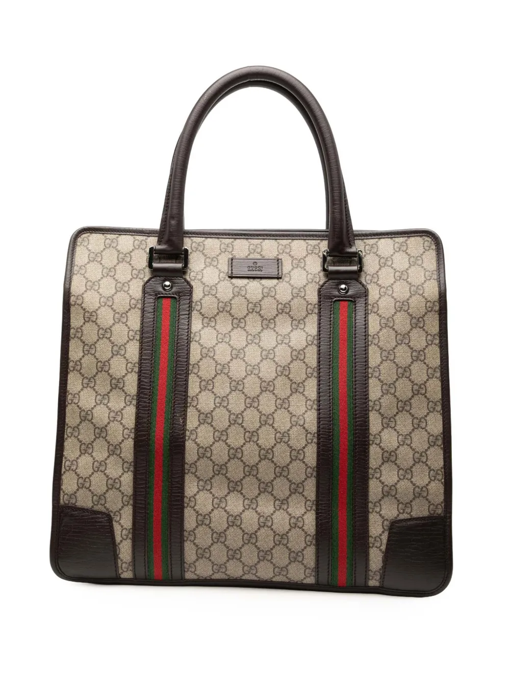 Gucci Pre-Owned Borsa tote in tessuto GG Supreme con decorazione Web 2000-2015 - Marrone