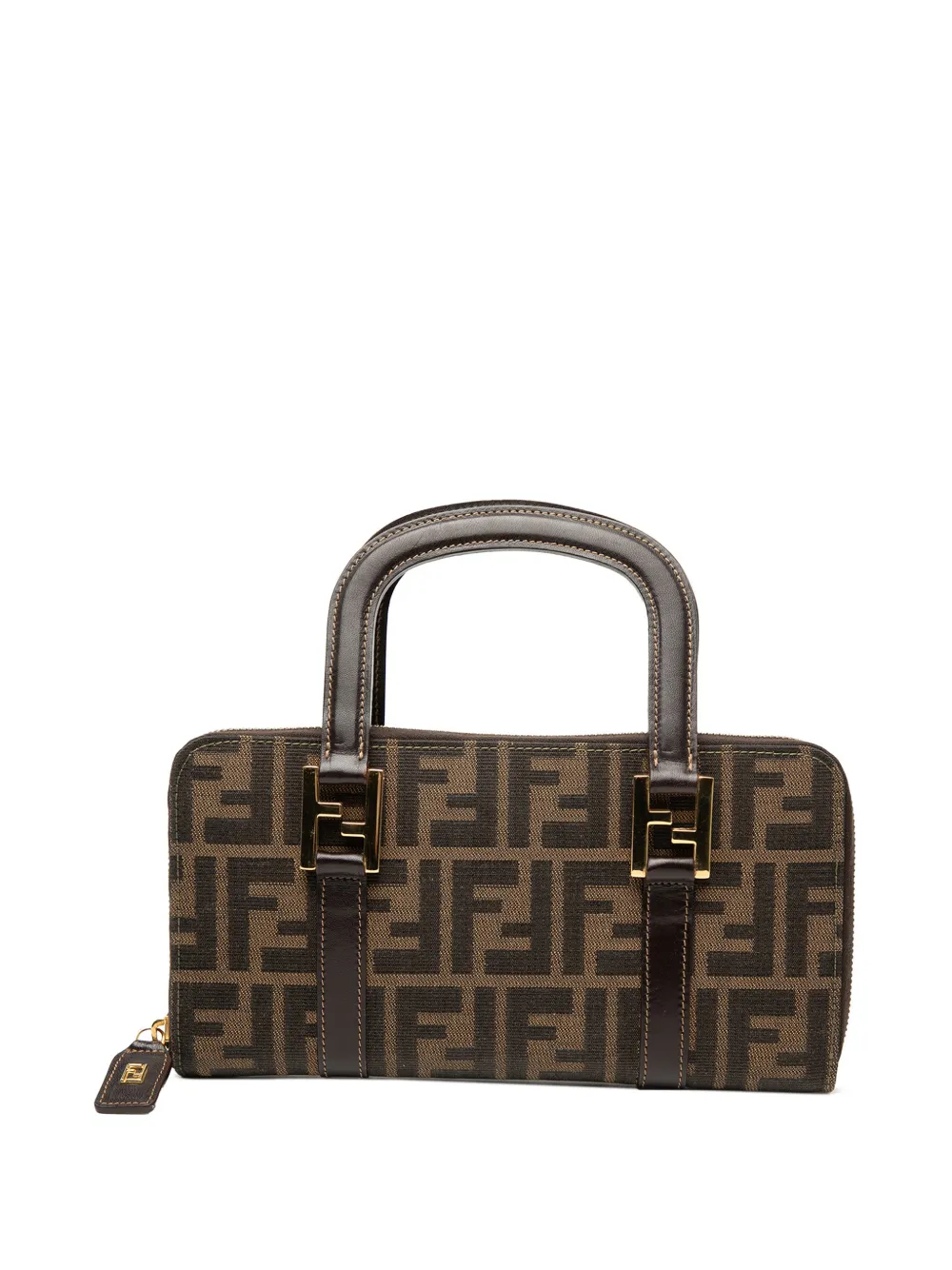 Fendi Pre-Owned Borsa a mano in tela con motivo Zucca e manico XX secolo - Marrone