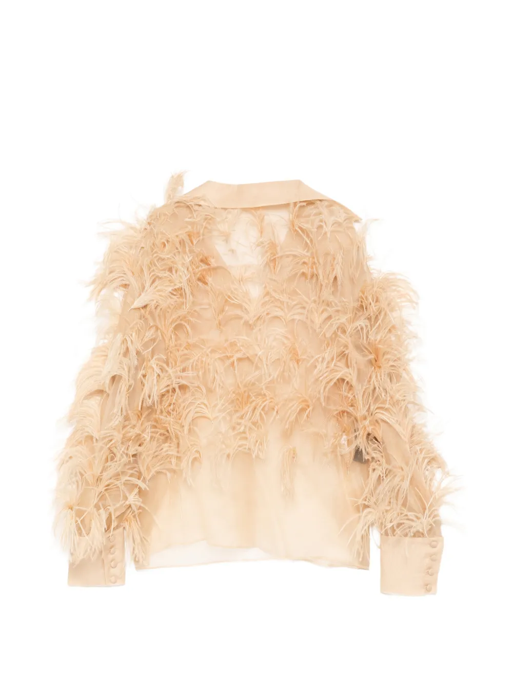 Isabel Sanchis Plume verfraaide blouse Beige