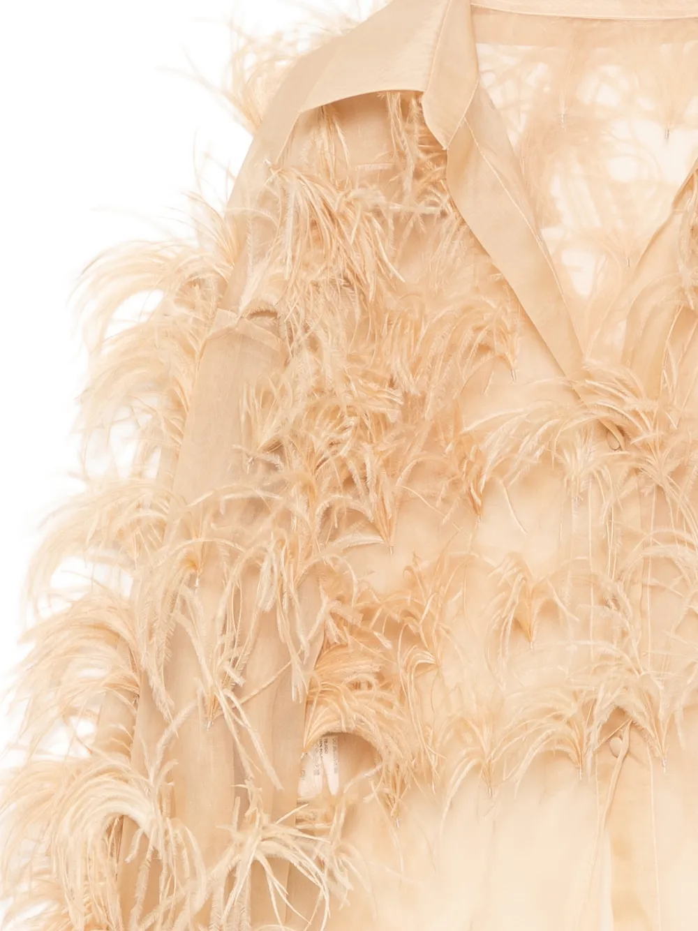 Isabel Sanchis Plume verfraaide blouse Beige
