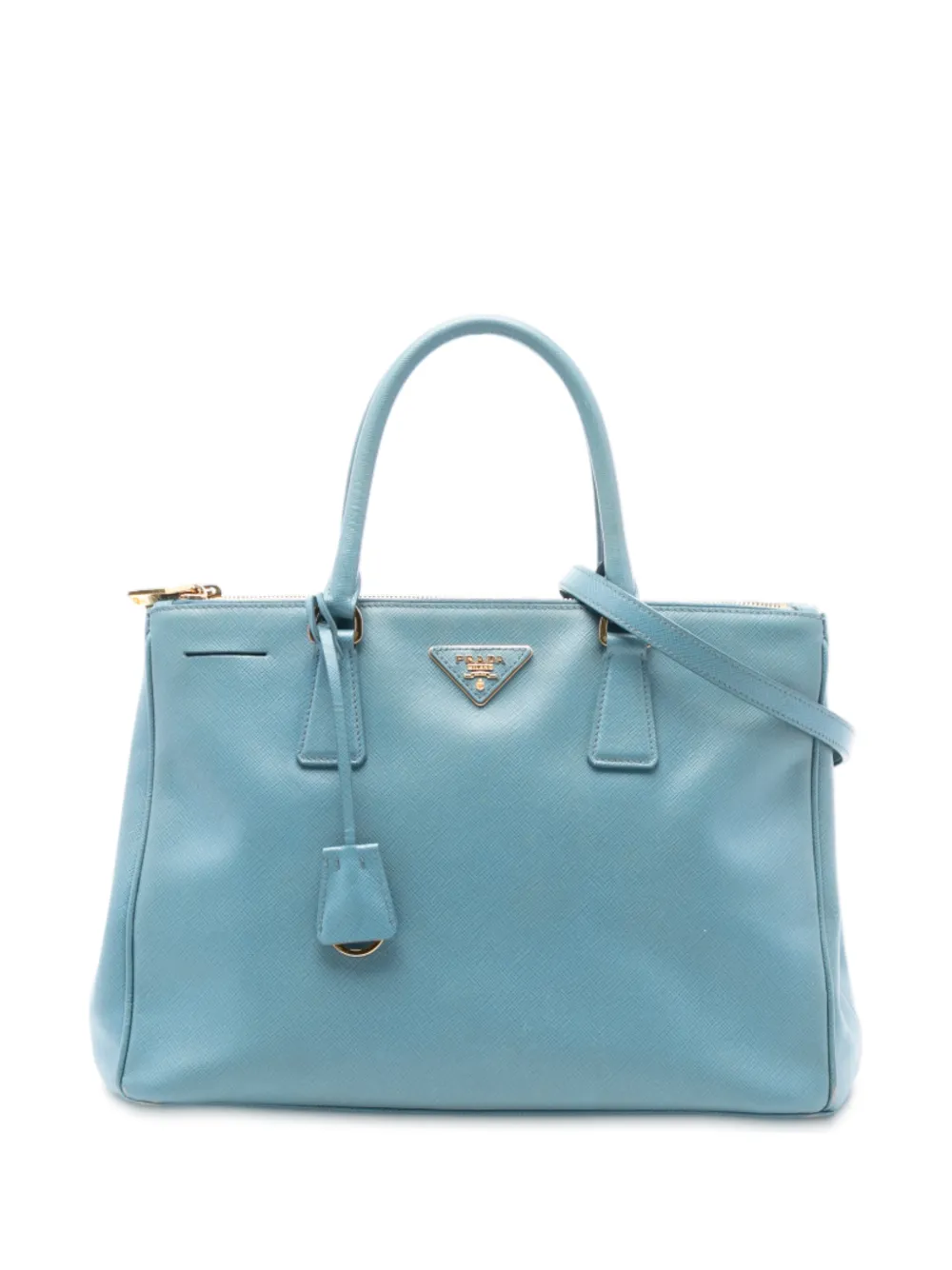 Prada Pre-Owned Borsa tote Lux Galleria media in pelle Saffiano con doppia zip 2010-2025 - Blu