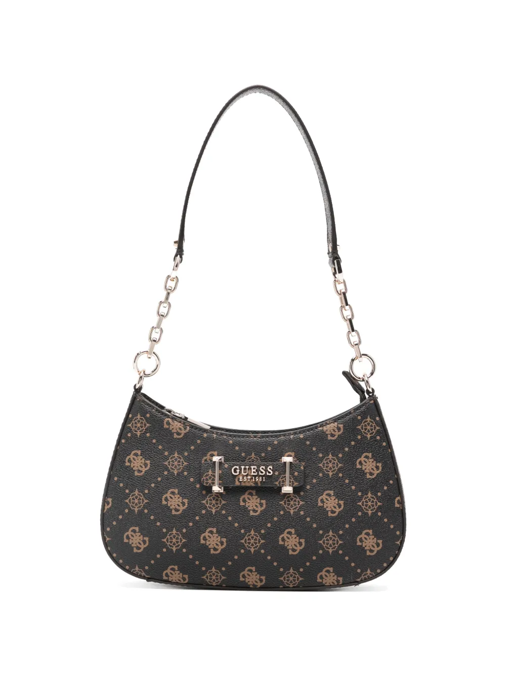 GUESS USA Borsa a spalla Carrie con monogramma - Marrone