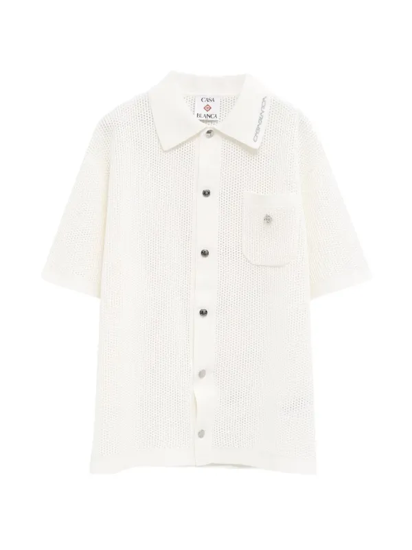 Casablanca White Short-sleeve Mesh Shirt in Neutrals