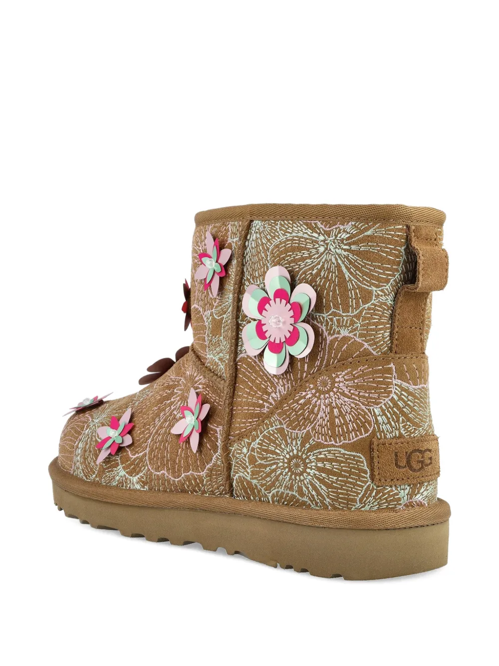 UGG Mini Meadow enkellaarzen met borduurwerk en applicatie Bruin
