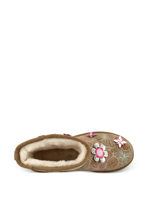 UGG Mini Meadow Embroidery Floral Appliqué Ankle Boots | Brown