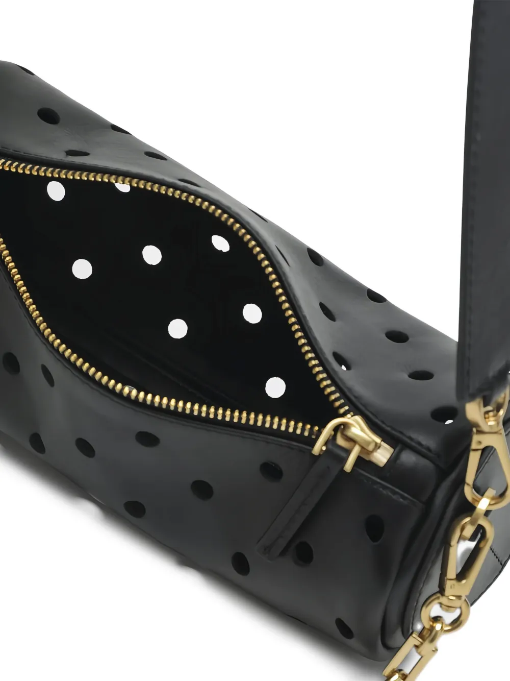 Manu Atelier Cylinder mini-schoudertas met geperforeerde details Zwart