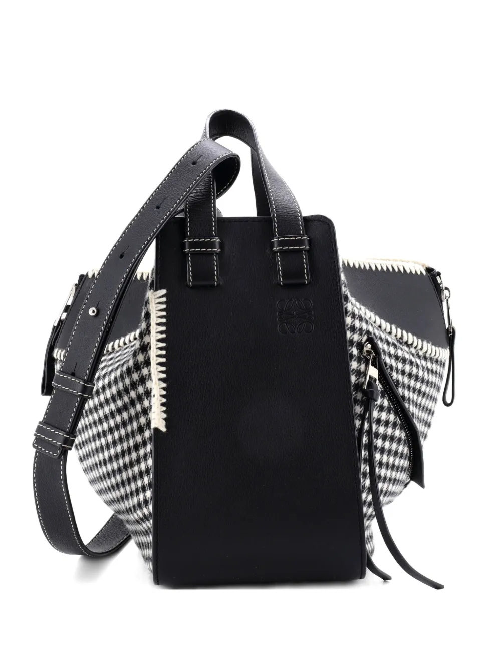 Loewe Pre-Owned Hammock Bag Leather and Tweed Small satchel - Nero