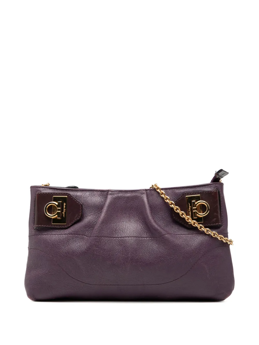 Ferragamo Pre-Owned Borsa a tracolla Gancini in pelle con catena 2010-2012 - Viola