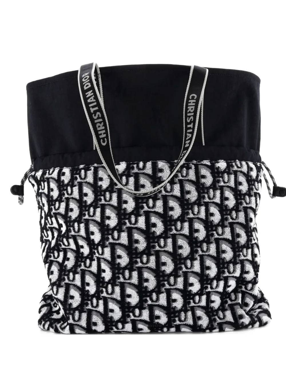 Christian Dior Pre-Owned Reversible Oblique Terry Cotton and Oblique Technical Nylon tote bag - Nero