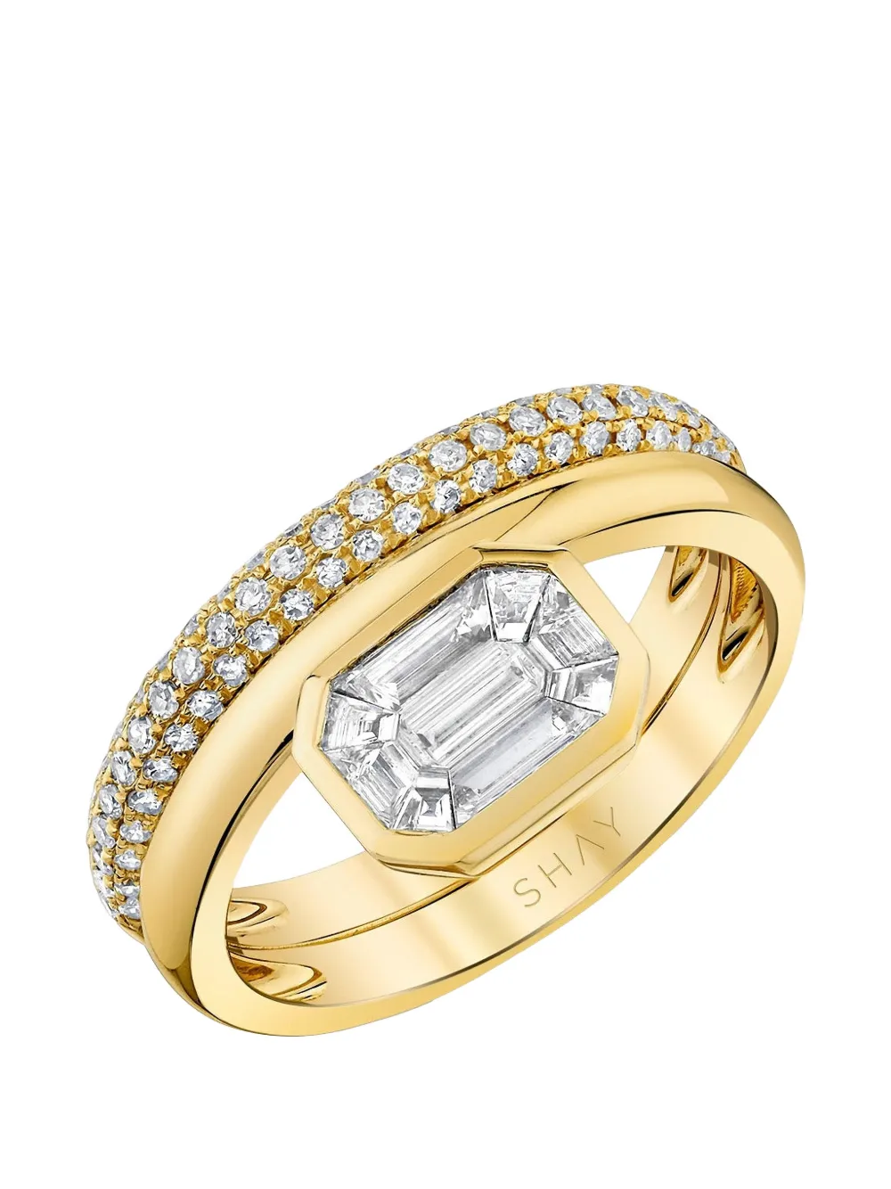 SHAY diamond bezel band ring - Oro