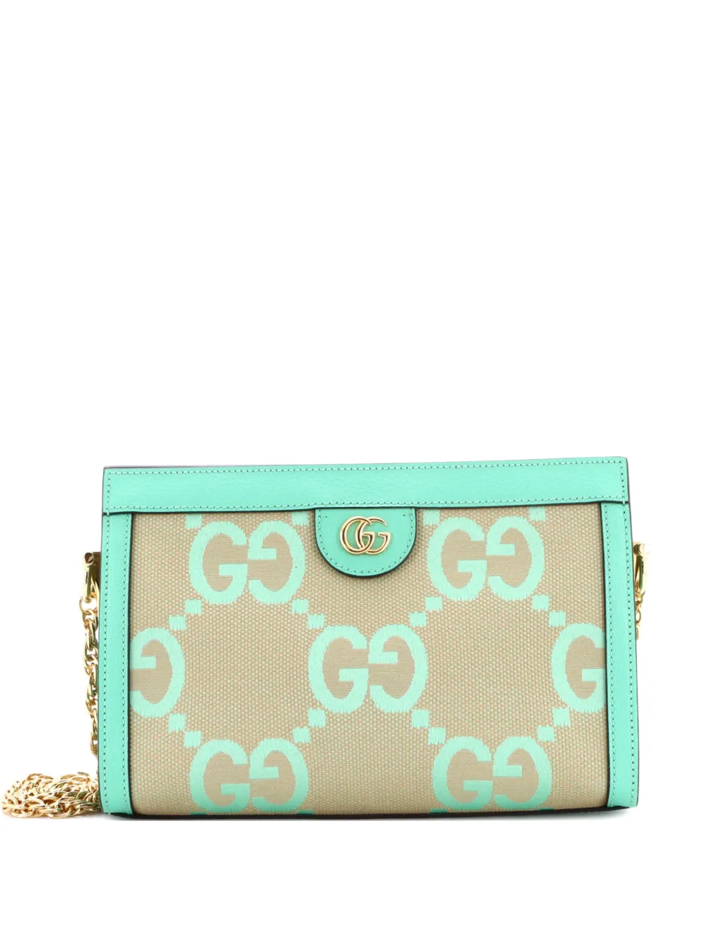Gucci Pre-Owned Ophidia Chain Jumbo GG Canvas with Leather Small shoulder bag - Verde