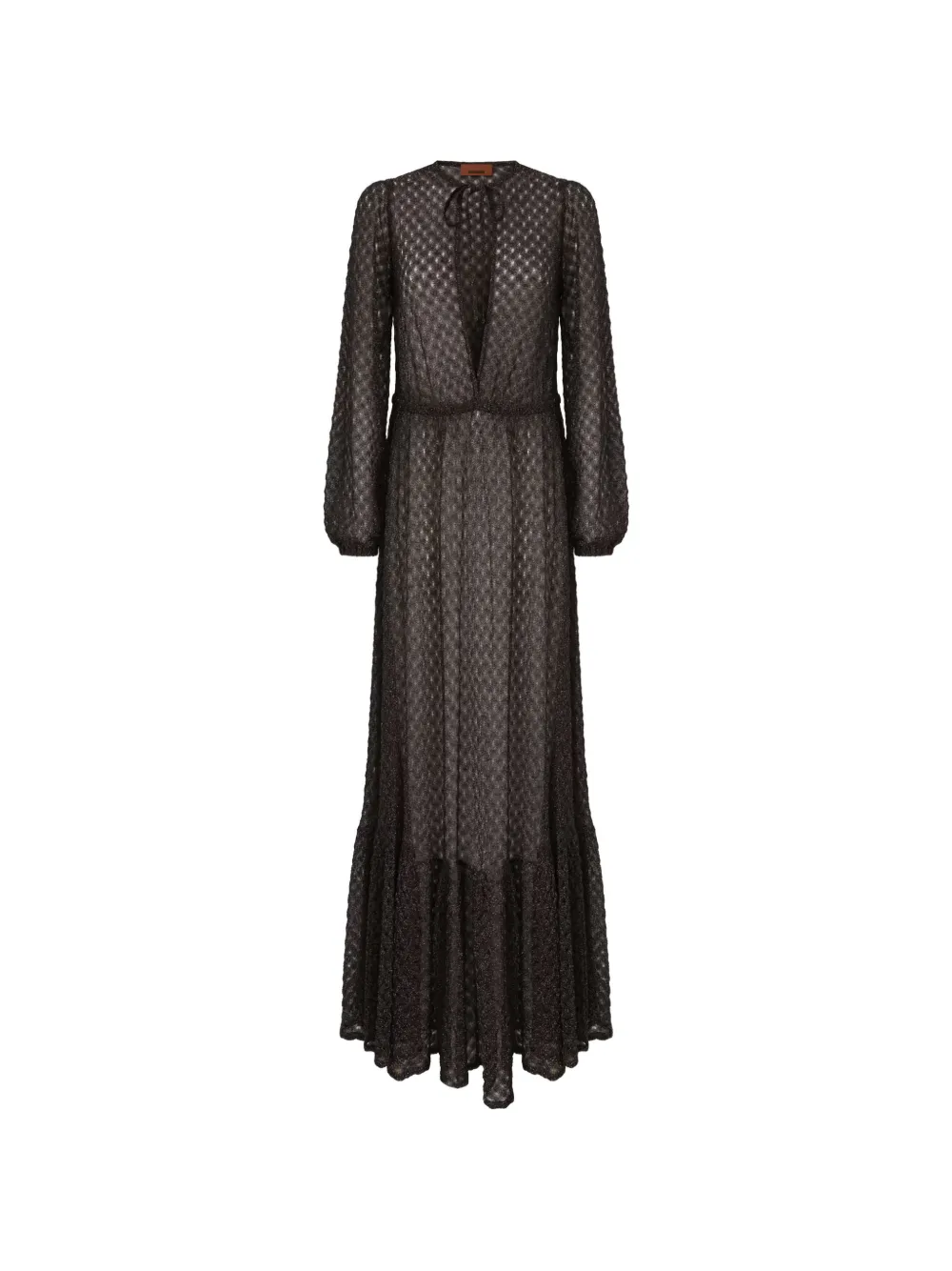Missoni tie-neck long-sleeved maxi beach dress - Braun