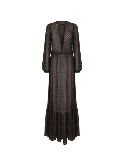 Missoni tie-neck long-sleeved maxi beach dress